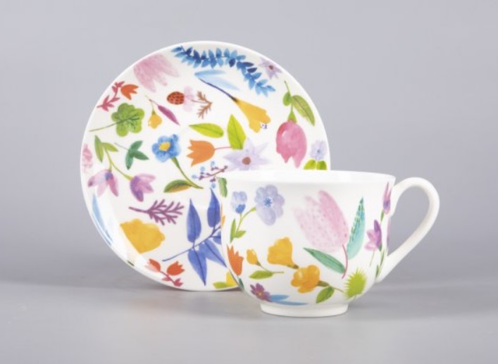 Чашка с блюдцем чайная форма Ландыш рисунок Primavera