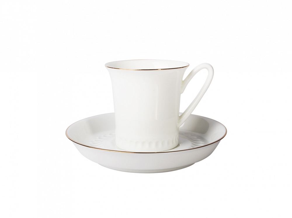 Чашка с блюдцем кофейная форма Вертикаль рисунок Золотая отводка