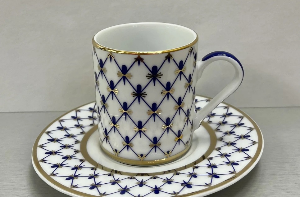 Чашка с блюдцем кофейная 100 мл форма Соло рисунок Сетка-Модерн