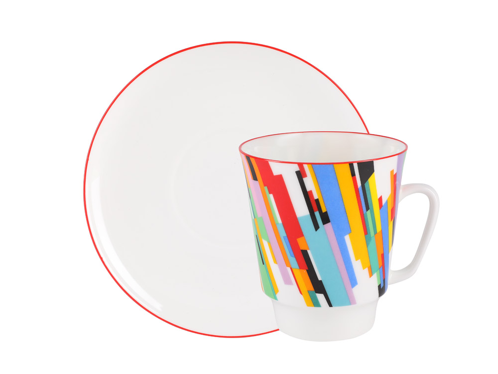 Чашка с блюдцем кофейная форма Майская рисунок Движение №2
