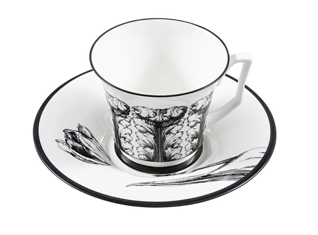 Подарочный набор чашка с блюдцем форма Юлия рисунок Сысоев. Волшебный сад IV