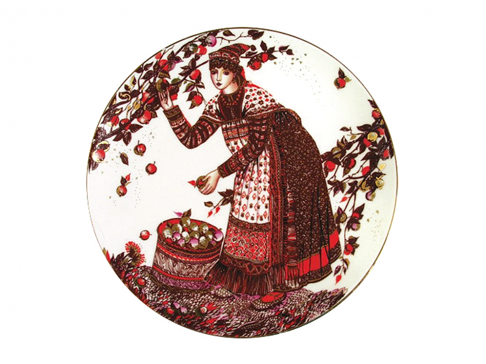 Тарелка декоративная 195 мм форма Эллипс рисунок Вологодская невеста