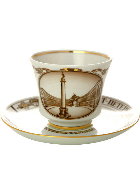 Чашка с блюдцем чайная форма Банкетная рисунок Дворцовая площадь 