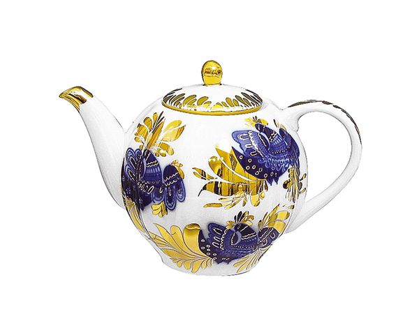 Чайник заварочный форма Тюльпан рисунок Золотой сад