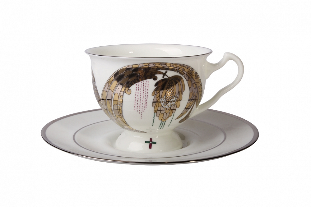 Чашка с блюдцем чайная форма Айседора рисунок Навсегда вместе 2