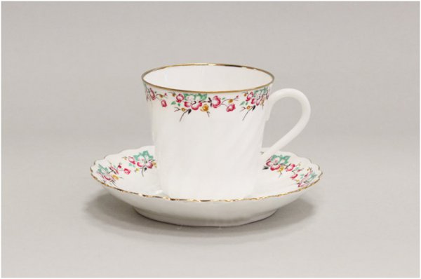 Чашка с блюдцем кофейная форма Витая рисунок Весенний