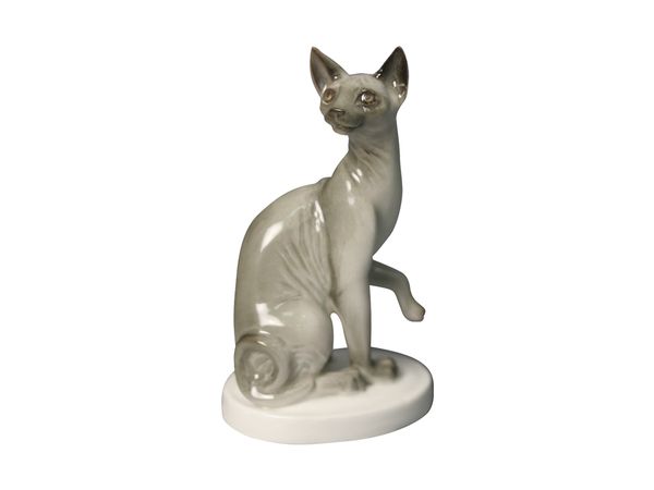 Скульптура Кошка-сфинкс Серая