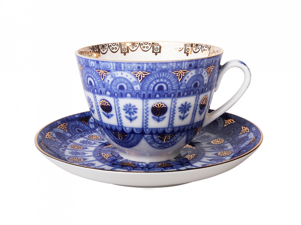 Чашка с блюдцем чайная форма Весенняя рисунок Арочки