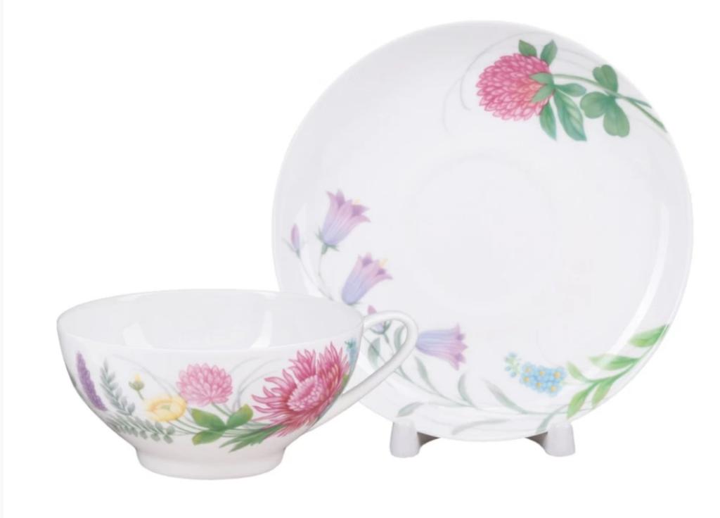 Чашка с блюдцем чайная форма Купольная рисунок Полевые цветы