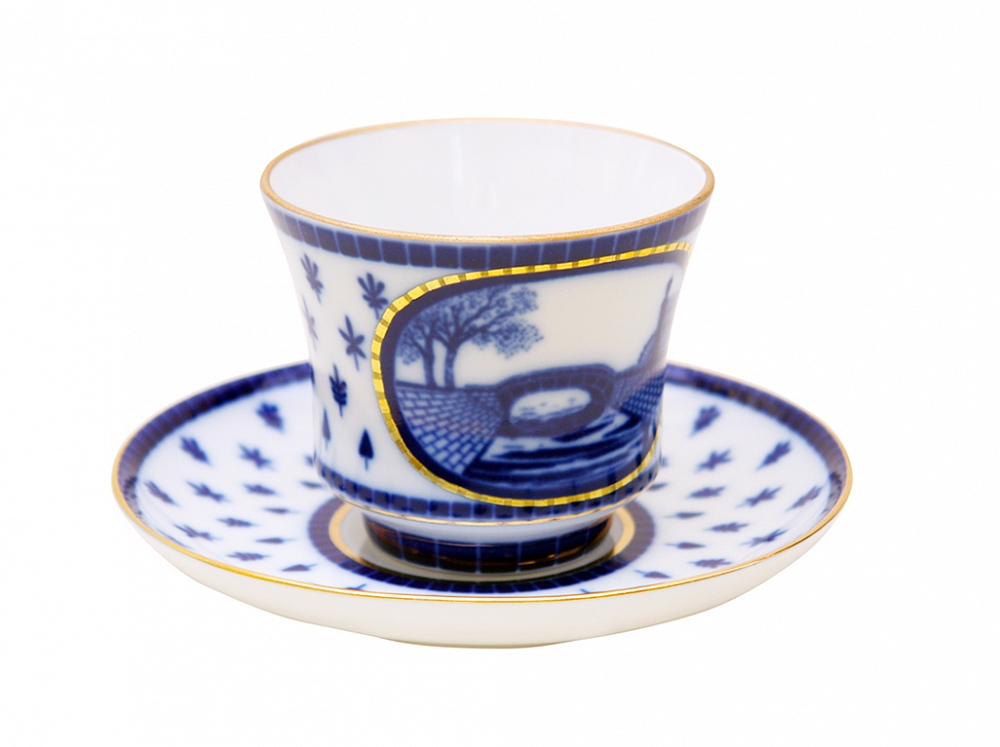 Чашка с блюдцем чайная форма Банкетная рисунок Верхне-Лебяжий мост