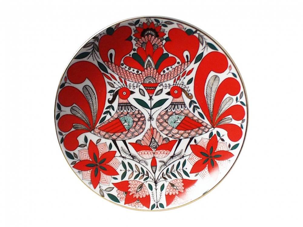 Тарелка декоративная 195 мм форма Эллипс рисунок Сказочная птица 