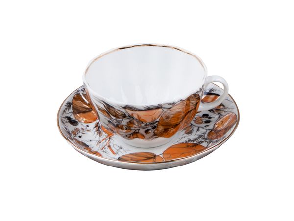 Чашка с блюдцем чайная форма Тюльпан рисунок Мой сад