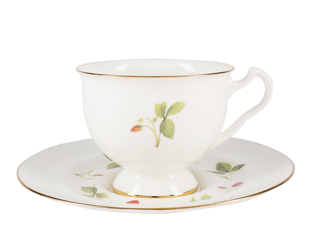 Чашка с блюдцем чайная форма Айседора рисунок Земляника
