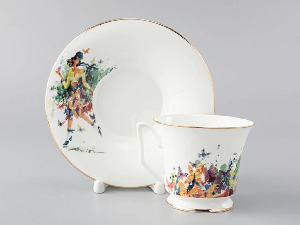 Чашка с блюдцем чайная форма Юлия рисунок Лето/Summer