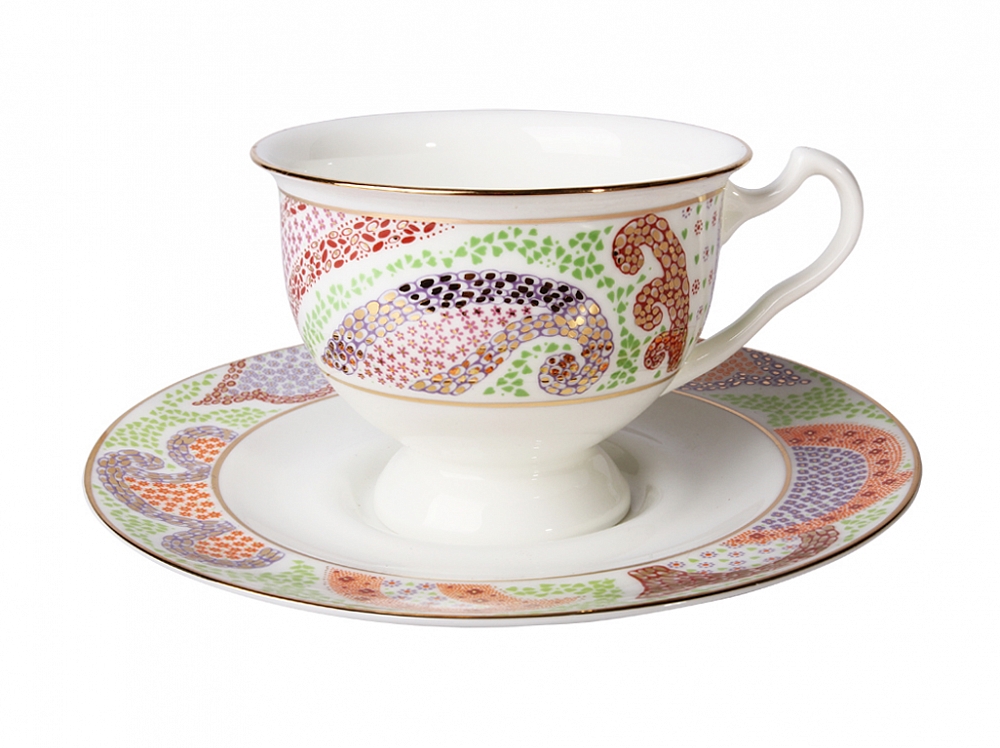 Чашка с блюдцем чайная форма Айседора рисунок Мариенталь фиолетовый