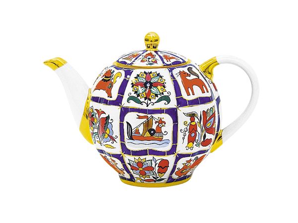 Чайник заварочный форма Тюльпан рисунок Русский лубок