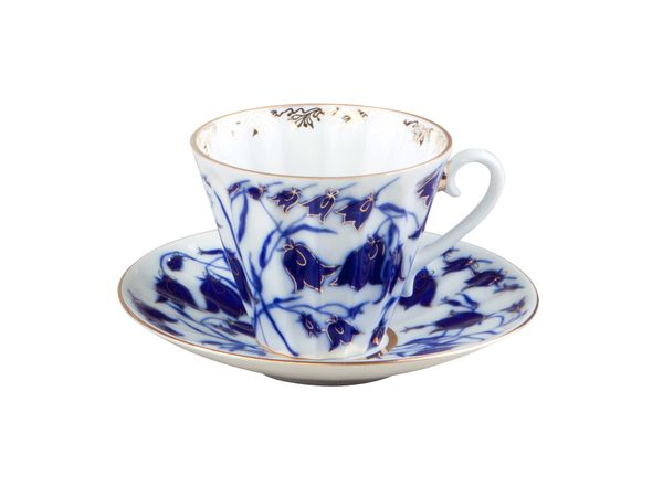 Чашка с блюдцем чайная форма Лучистая рисунок Колокольчики 