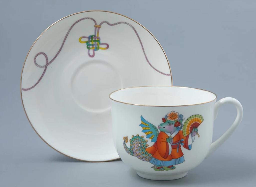 Чашка с блюдцем чайная форма Ландыш рисунок Красавица Ли