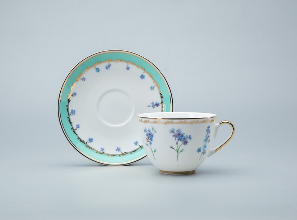 Чашка с блюдцем чайная форма Весенняя - 2 рисунок Улыбка флоры №1
