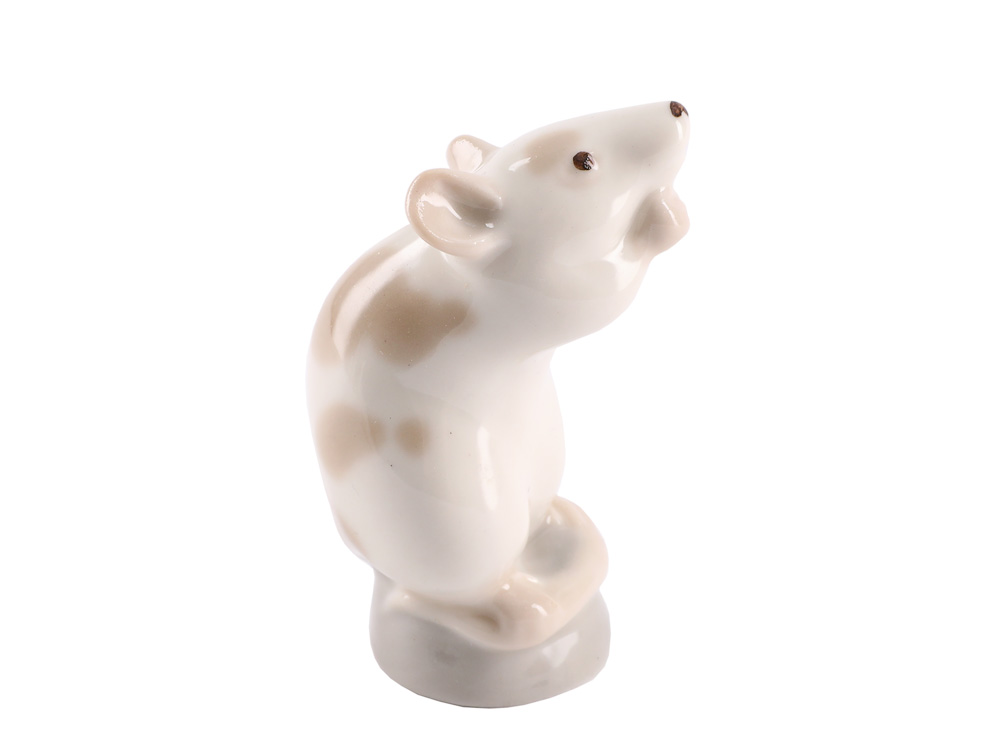 Скульптура Мышь белая (кремовая)