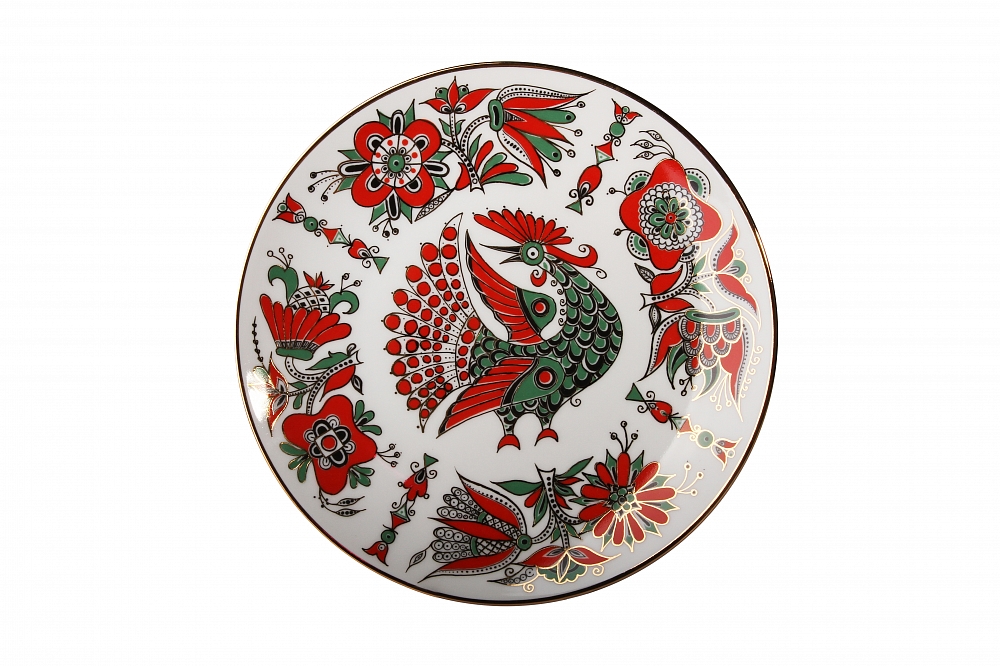 Тарелка декоративная 195 мм форма Эллипс рисунок Красная птица 
