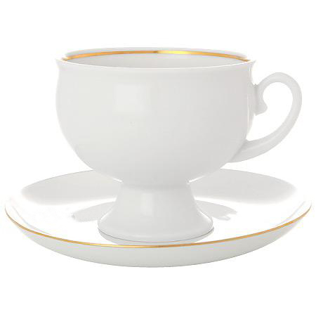 Чашка с блюдцем чайная форма Классическая рисунок Золотой кантик 