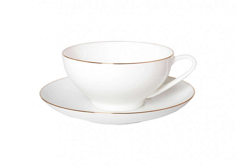Чашка с блюдцем чайная форма Купольная рисунок Золотая лента