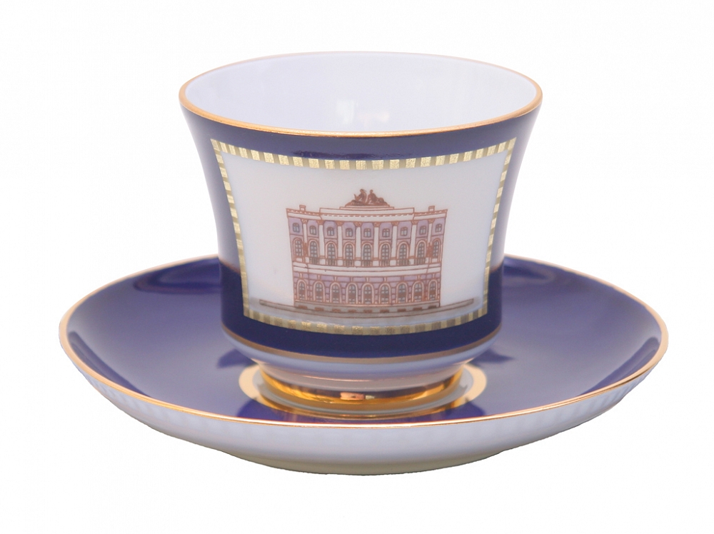 Чашка с блюдцем чайная форма Банкетная рисунок Классика Петербурга №6