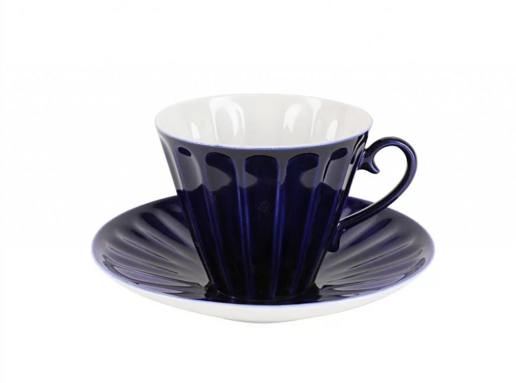 Чашка с блюдцем чайная форма Лучистая рисунок Найт