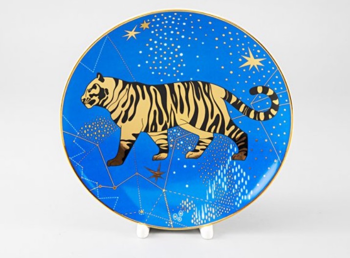 Тарелка декоративная 195 мм форма Эллипс рисунок Тигр. Пора чудес