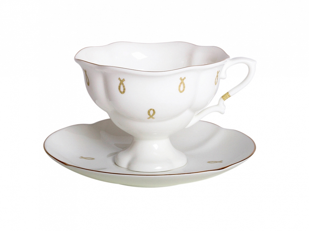 Чашка с блюдцем чайная форма Наташа рисунок Петельки