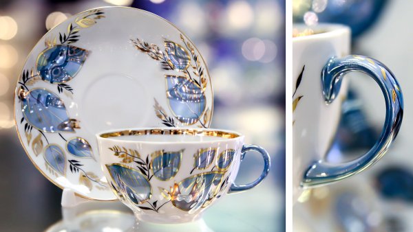 Чашка с блюдцем чайная форма Тюльпан рисунок Лунный