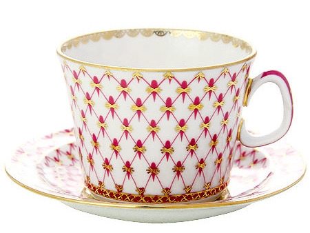 Чашка с блюдцем чайная форма Молодежная рисунок Сетка-Блюз 2