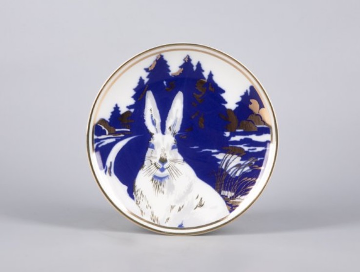 Подарочный набор тарелка декоративная 195 мм форма Эллипс рисунок Каникулы зайца Ампира