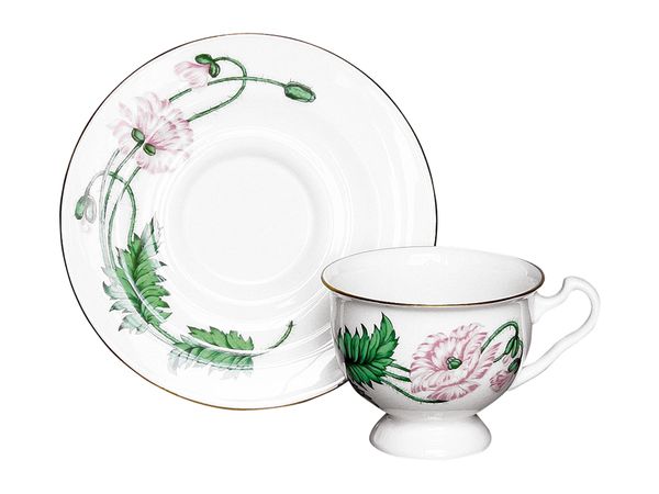 Чашка с блюдцем чайная форма Айседора рисунок Пионовидный