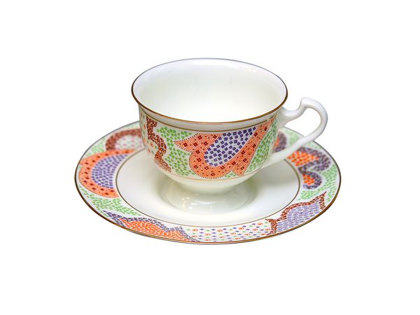 Чашка с блюдцем чайная форма Айседора рисунок Мариенталь оранжевый