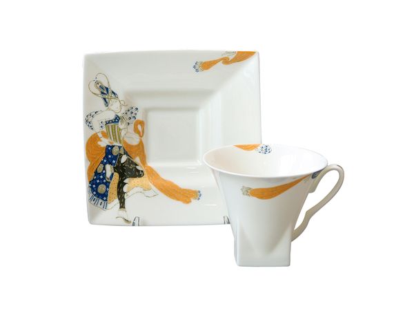 Чашка с блюдцем чайная форма Петрополь рисунок Пери