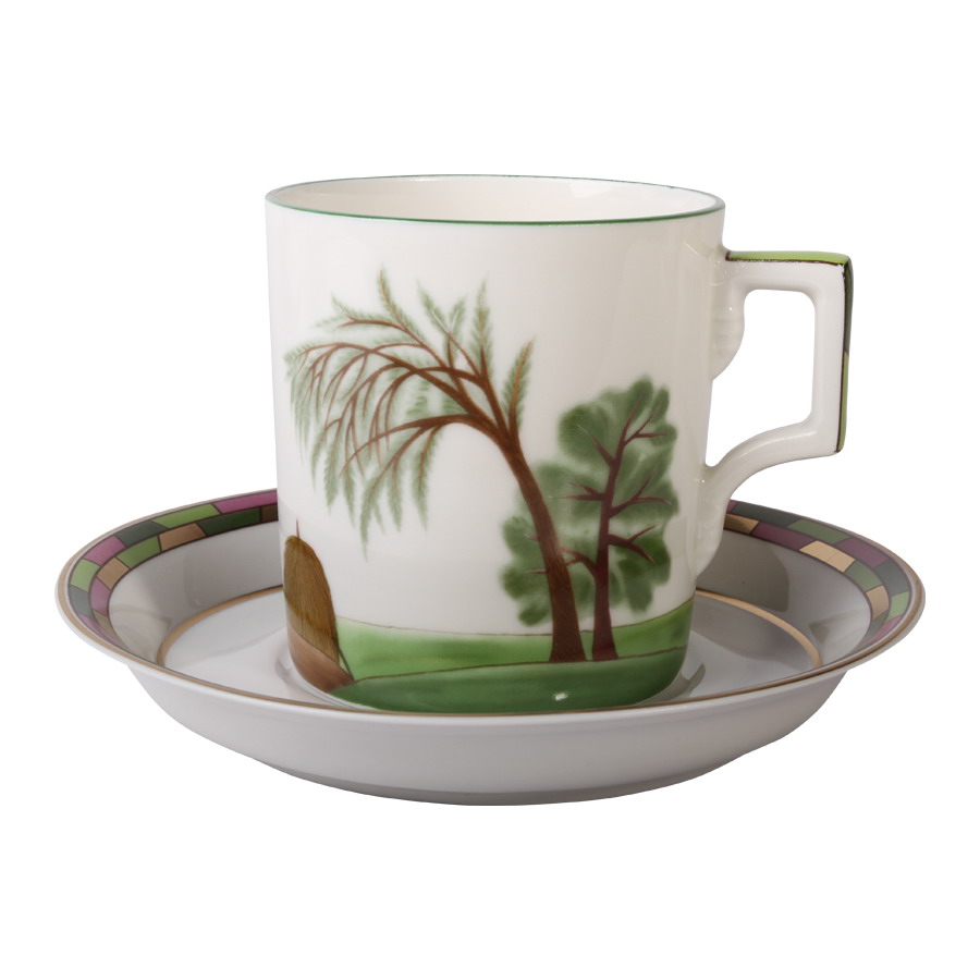 Чашка с блюдцем чайная форма Гербовая рисунок Лето 