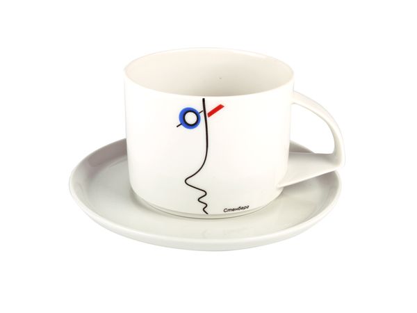 Чашка с блюдцем чайная форма Баланс рисунок Стенберг 