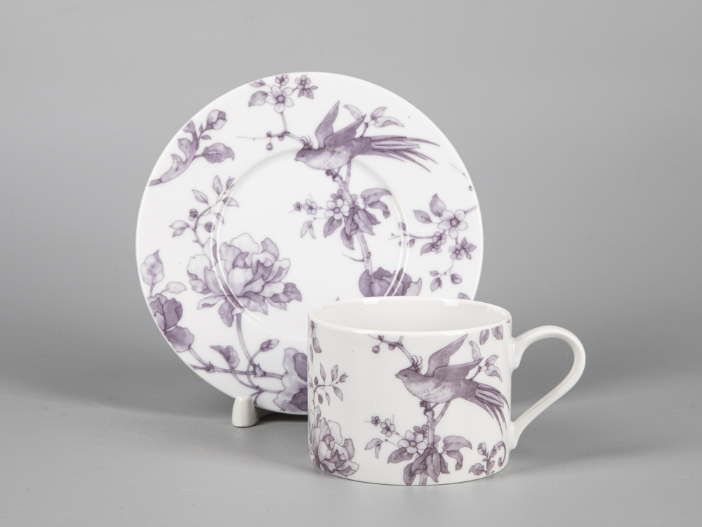 Чашка с блюдцем чайная форма Соло рисунок Monplaisir Violet