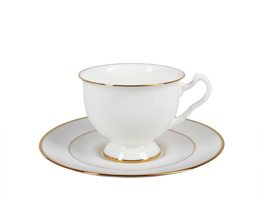 Чашка с блюдцем чайная форма Айседора рисунок Золотая лента