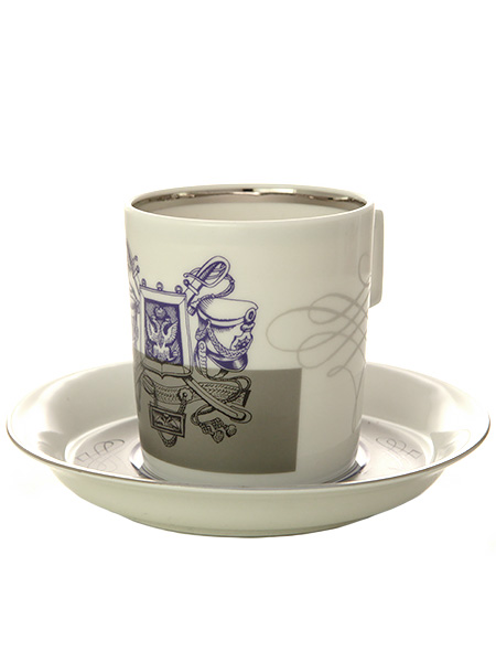 Чашка с блюдцем чайная форма Гербовая рисунок Гусарский 