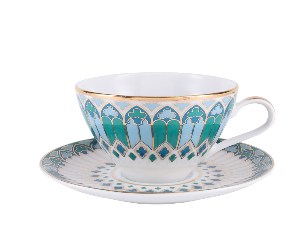 Чашка с блюдцем чайная форма Грация рисунок Готика