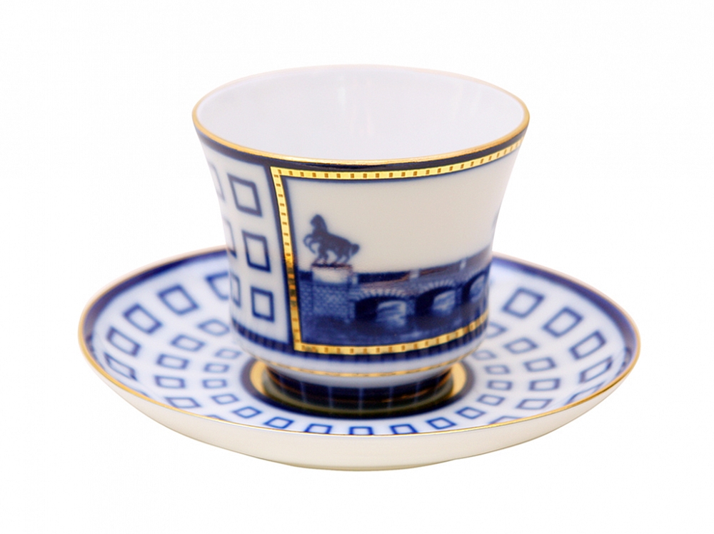 Чашка с блюдцем чайная форма Банкетная рисунок Аничков мост