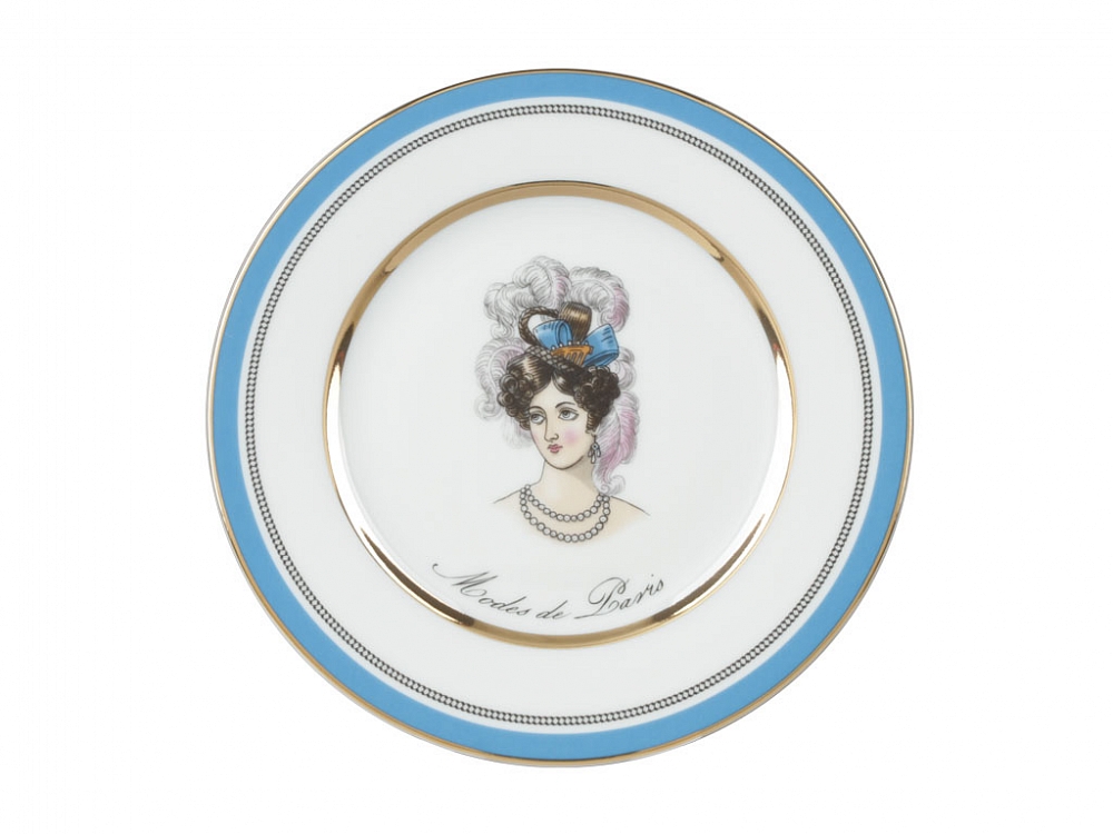 Подарочный набор тарелка мелкая 180 мм форма Европейская-2 рисунок Modes de Paris (синий)