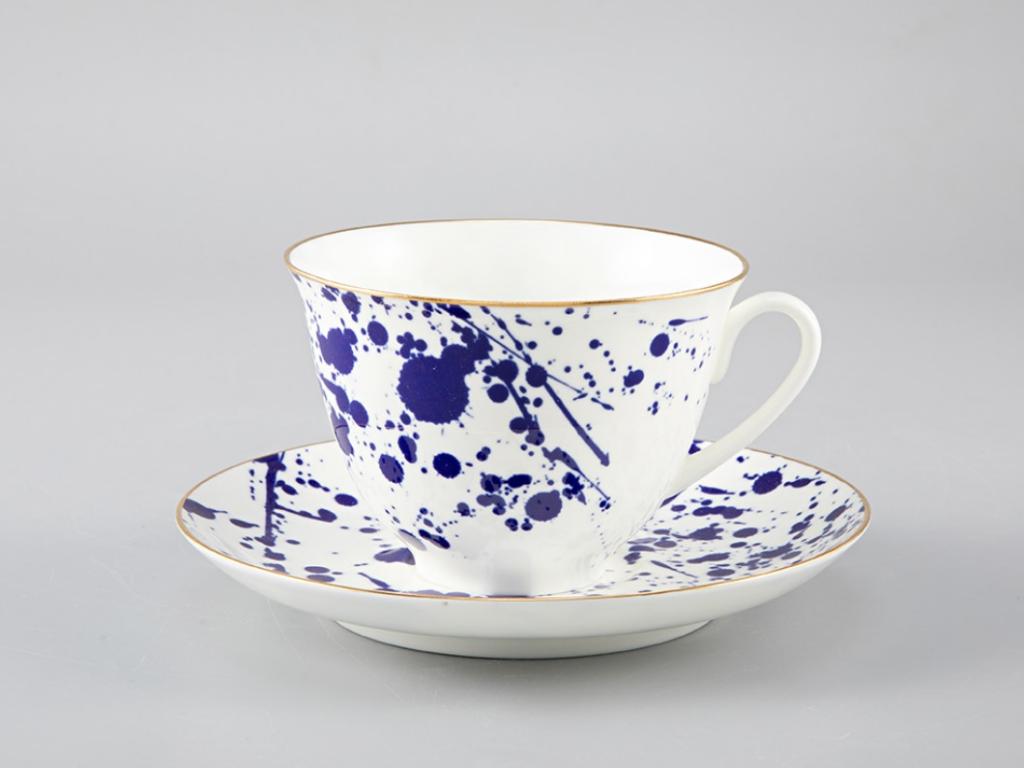 Чашка с блюдцем чайная форма Весенняя рисунок Настроение. Splash