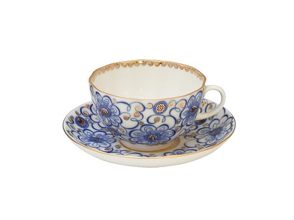 Чашка с блюдцем чайная форма Тюльпан рисунок Вьюнок