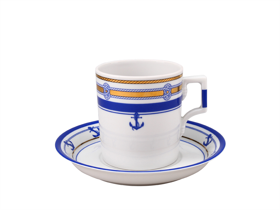 Чашка с блюдцем чайная форма Гербовая рисунок Белое море 2 