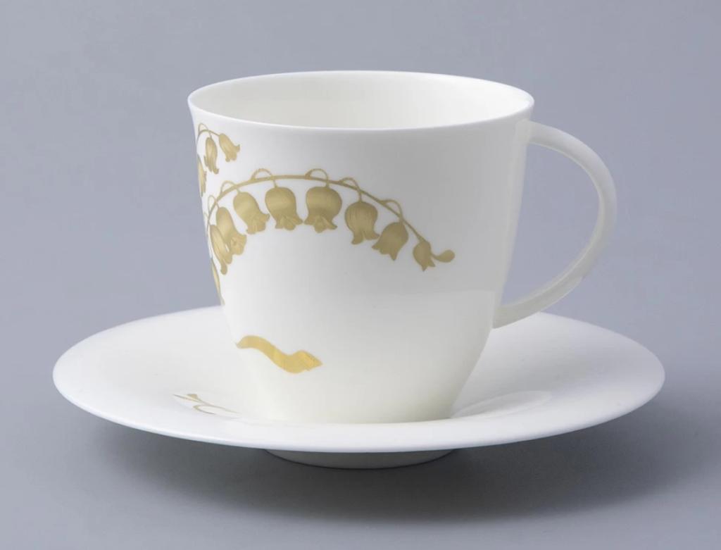 Чашка с блюдцем чайная форма Оливия рисунок Нежный ландыш  
