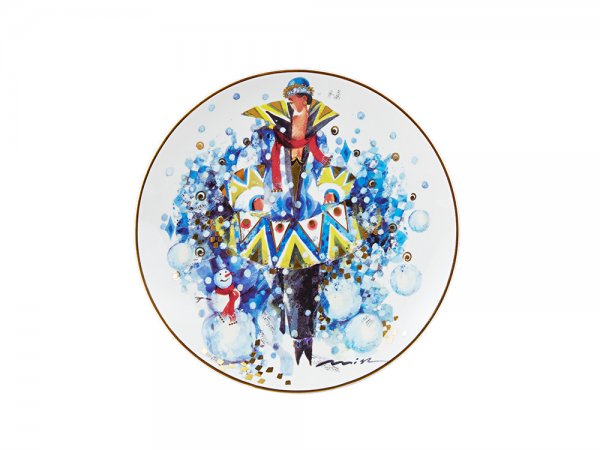 Тарелка декоративная 195 мм форма Эллипс рисунок Снежный бой/Зима 